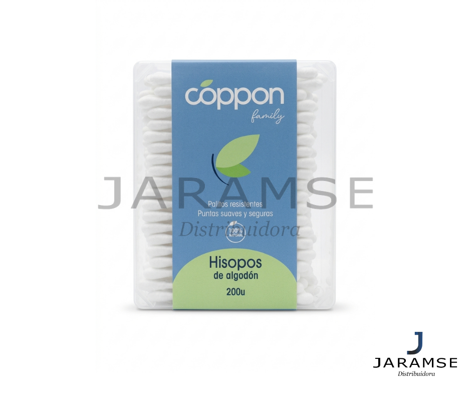 Hisopos de algodón Coppon 200u — palitos resistentes punta suave JARAMSE Lima