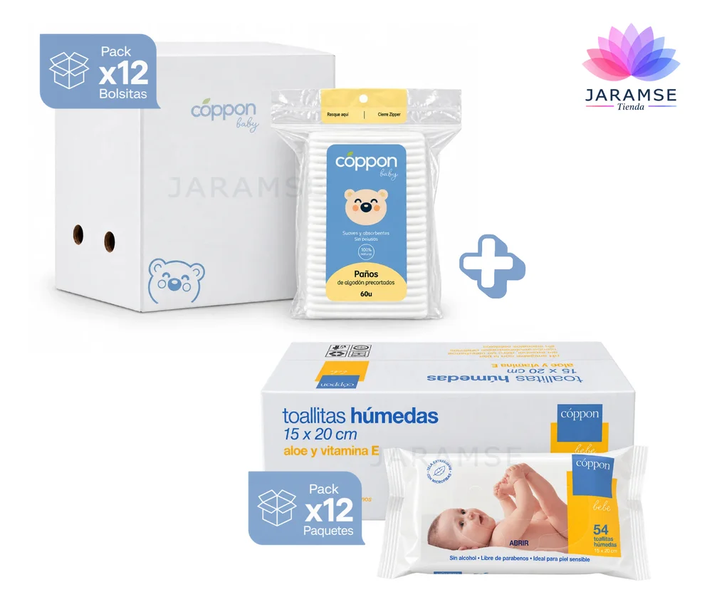 Combo Babycare Full: Caja Paños Baby x12 + Caja Toallitas x12