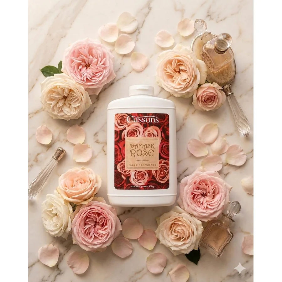 Talco Cussons Damask Rose · Frasco 100g