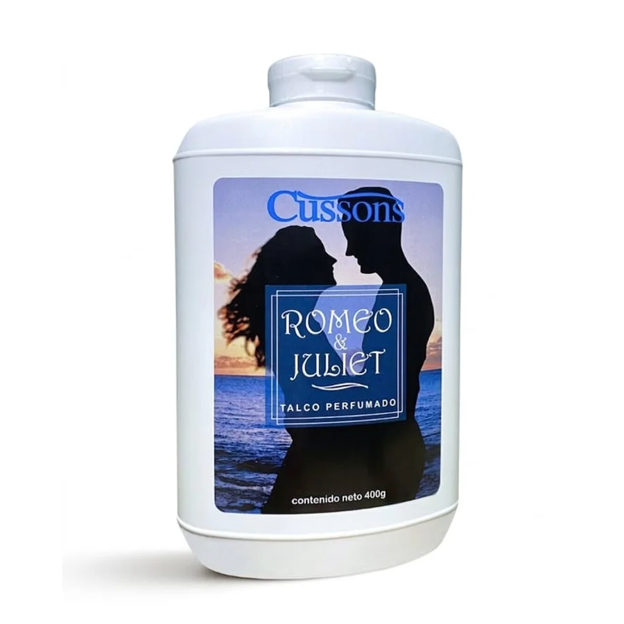Talco Cussons Romeo y Julieta · Frasco 400g