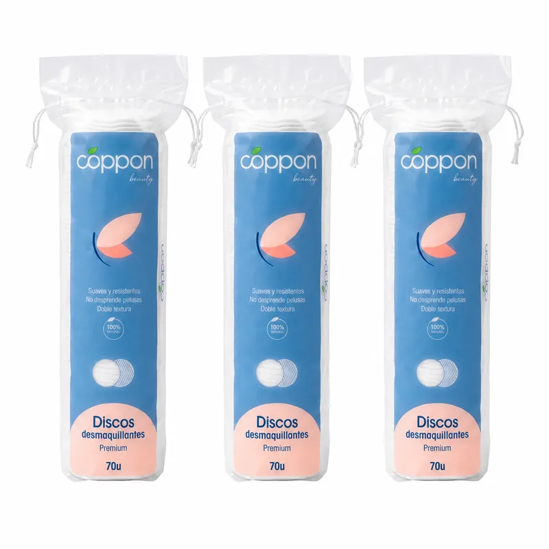 Tripack de Discos Desmaquillantes Coppon, 3 bolsas x70